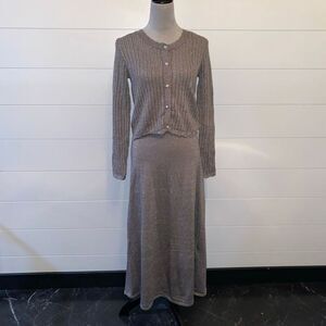 Taylor Set Women's Metallic Cardigan & Sleeveless Midi Dress Size Small